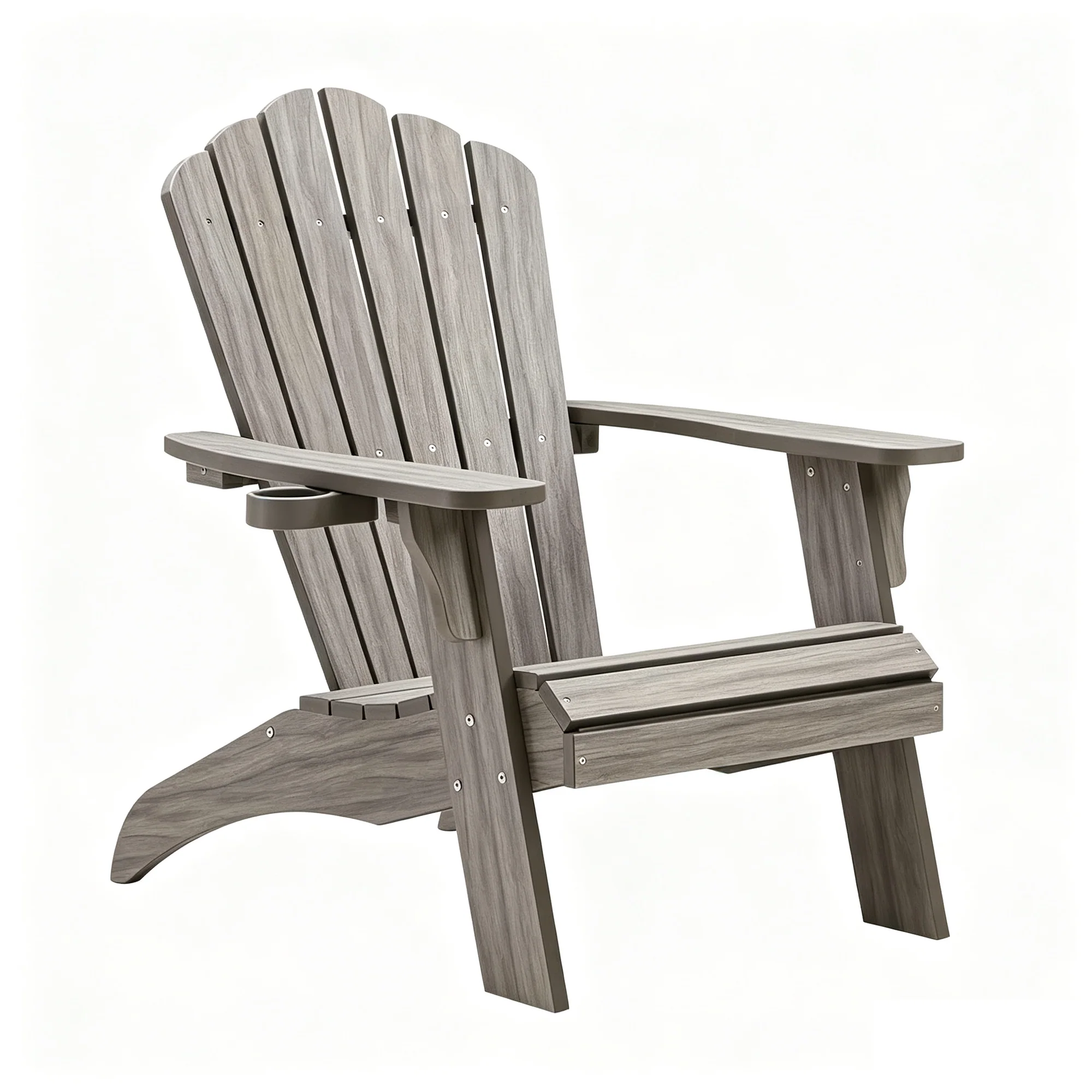 Oversized Adirondack Chairs with Cup Holder, Light Grey Poly Lumber Patio Chairs,350Lbs Support, All Weather Patio Chairs for Fire Pit Deck Backyard Patio Outdoor Garden